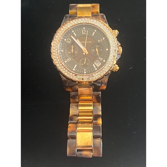 Michael Kors Madison Brown Acetate Watch Pre-Owned Michael Kors Madison 45mm Steel Quartz Watch  main image 2